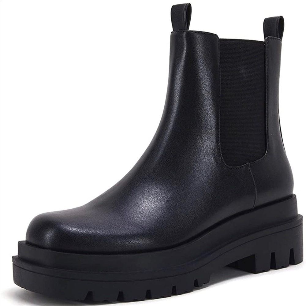 Platform Ankle Boots Chunky Block Heel Non-Slip Comfortable Chelsea Booties